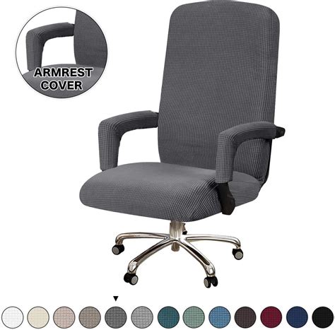 Jinzio Computer Office Chair Cover - Split Protective & Stretchable Cloth Polyester Universal Desk Task Chair Chair Covers Stretch Rotating Chair Slipcover, Grey Black 4. . Office chair covers amazon